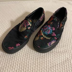 VANS Classic Slip On Festival Satin black women's Size us man 6.0 women 7.5